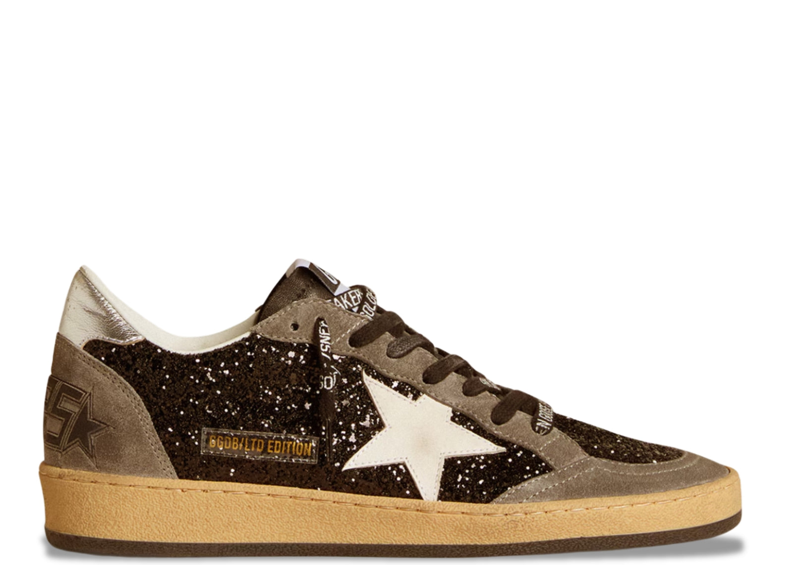 GOLDEN GOOSE BALL-STAR BLACK GLITTER GRAY WHITE (W)