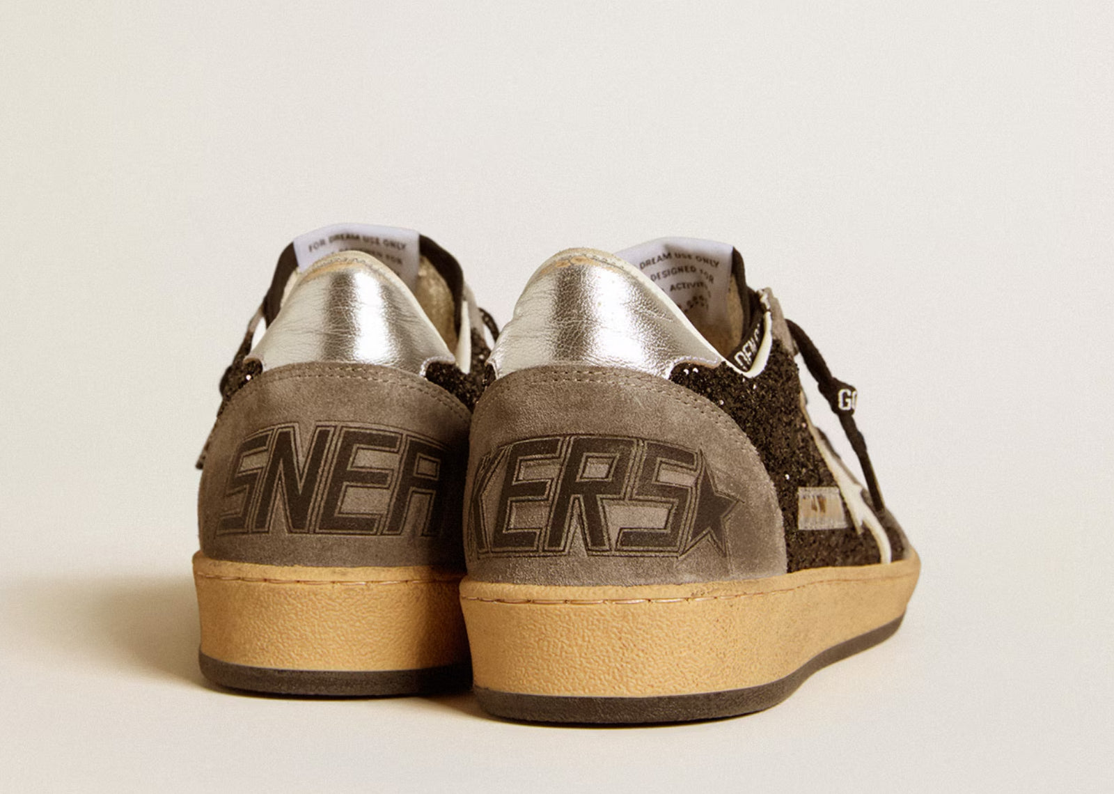 GOLDEN GOOSE BALL-STAR BLACK GLITTER GRAY WHITE (W)