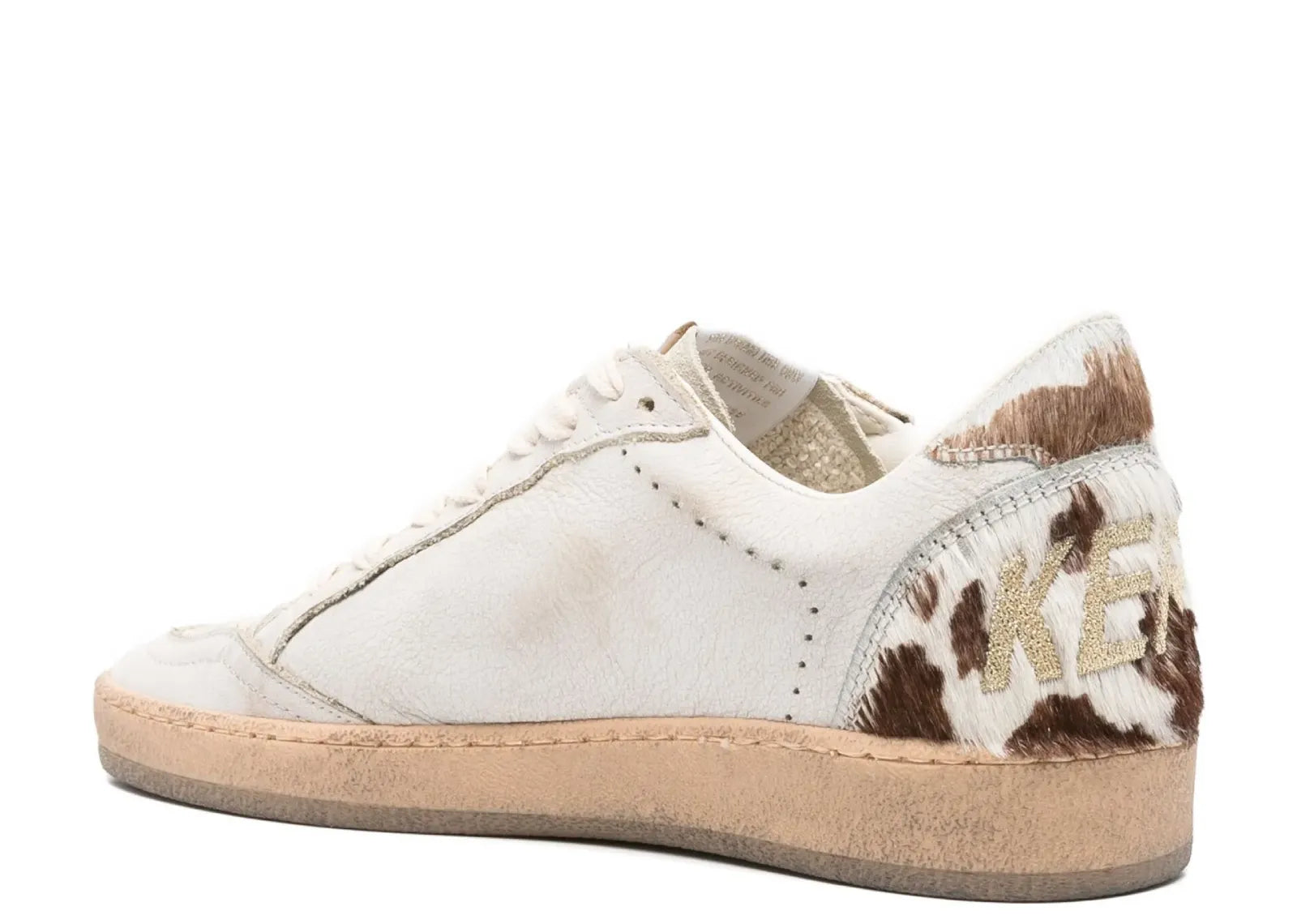 GOLDEN GOOSE BALL-STAR DIRTY WHITE LEATHER COFFEE SUEDE STAR ANIMAL HEEL PLATFORM (W)