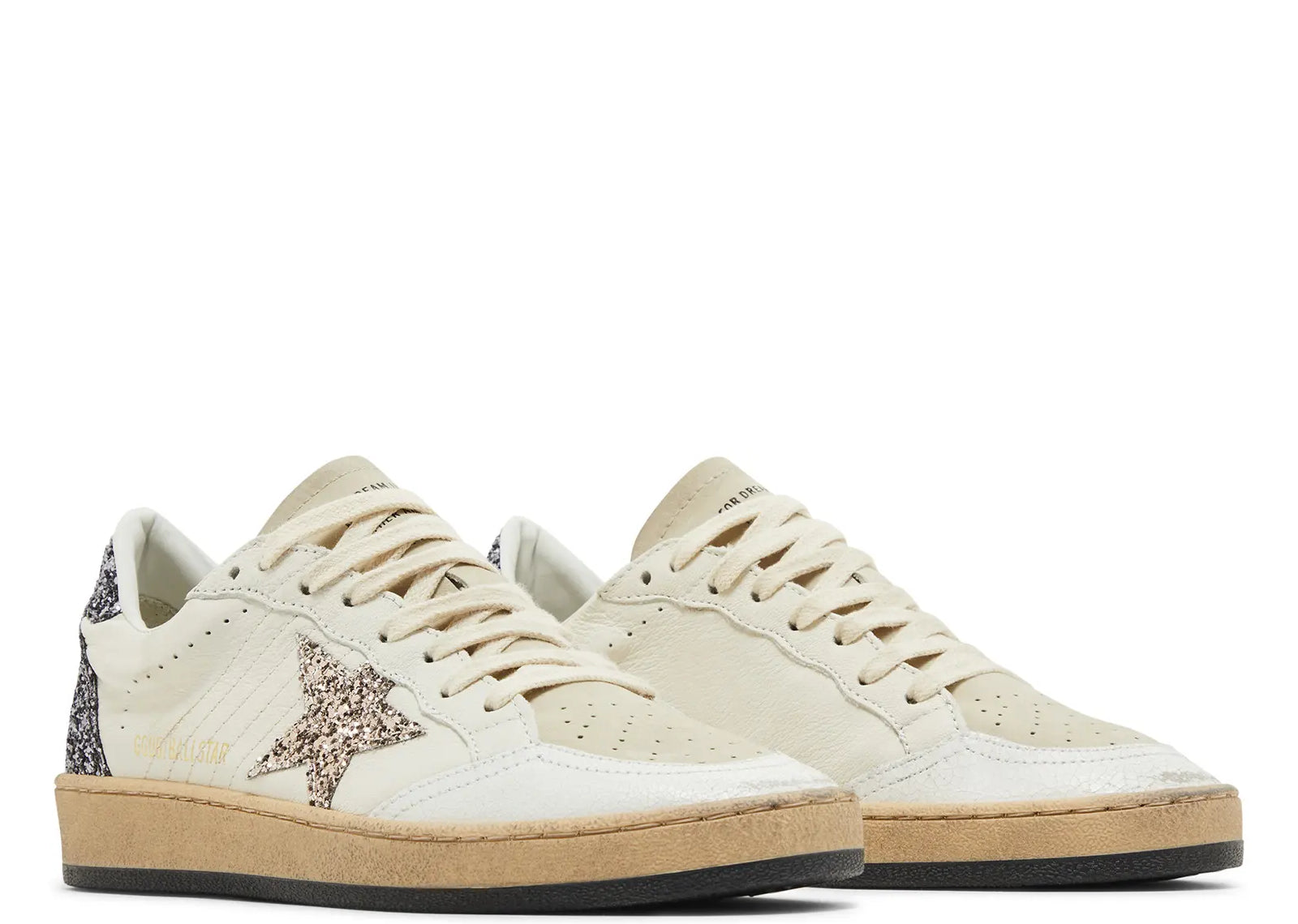 GOLDEN GOOSE BALL-STAR WHITE BEIGE SILVER GLITTER (W)