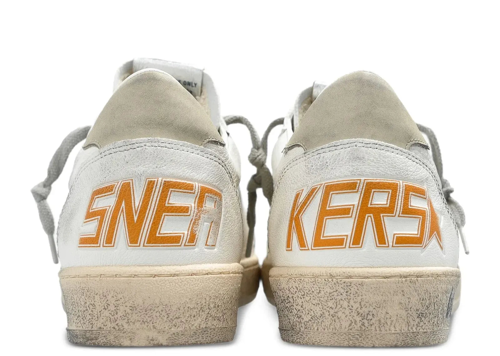 GOLDEN GOOSE BALL-STAR WHITE LEATHER BLACK HEEL