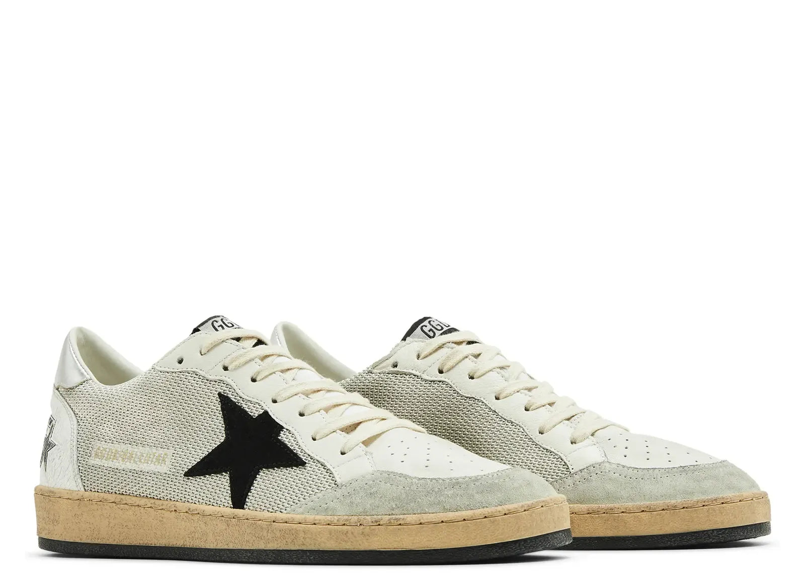 GOLDEN GOOSE BALL-STAR WHITE LEATHER DISTRESSED