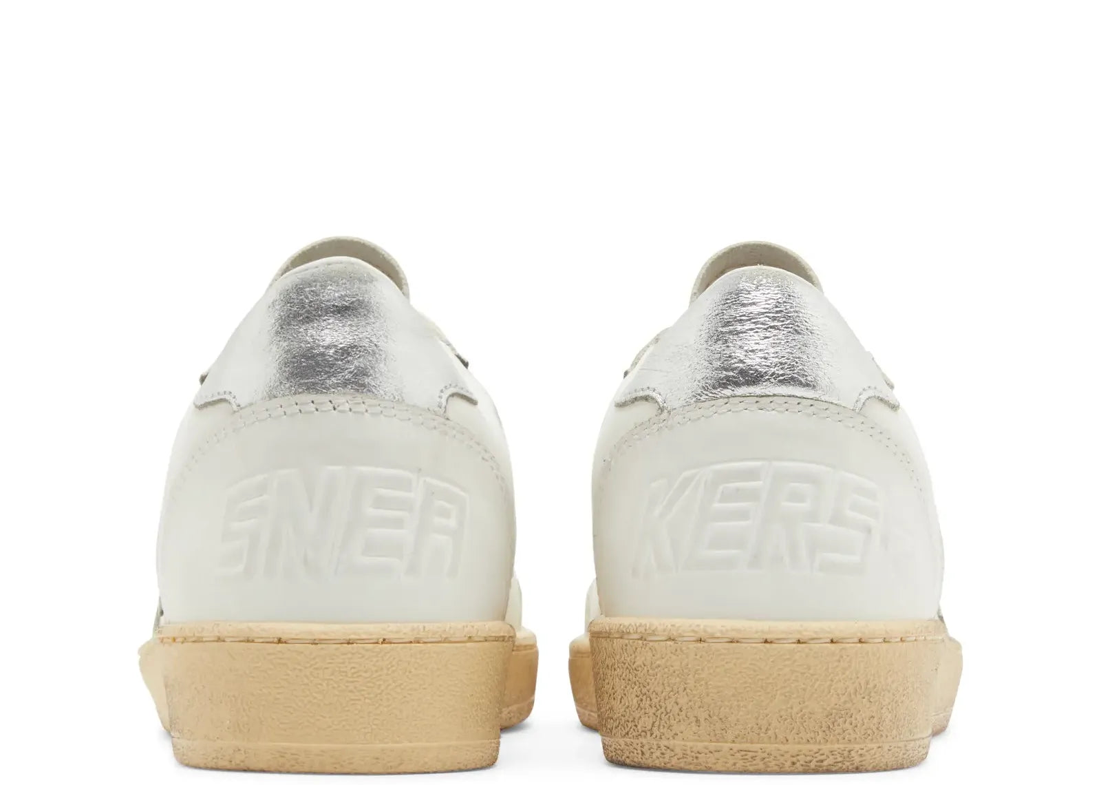 GOLDEN GOOSE BALL-STAR WHITE LEATHER GRAY SUEDE STAR SILVER HEEL (W)