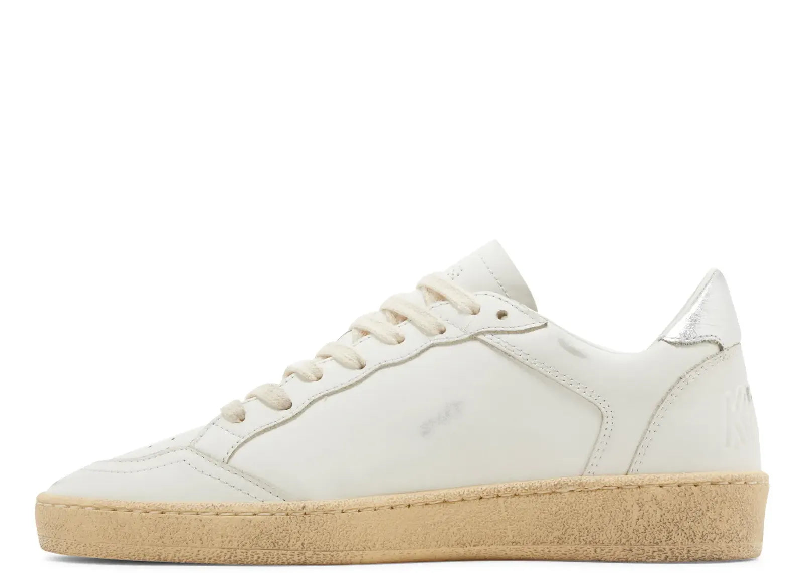 GOLDEN GOOSE BALL-STAR WHITE LEATHER GRAY SUEDE STAR SILVER HEEL (W)