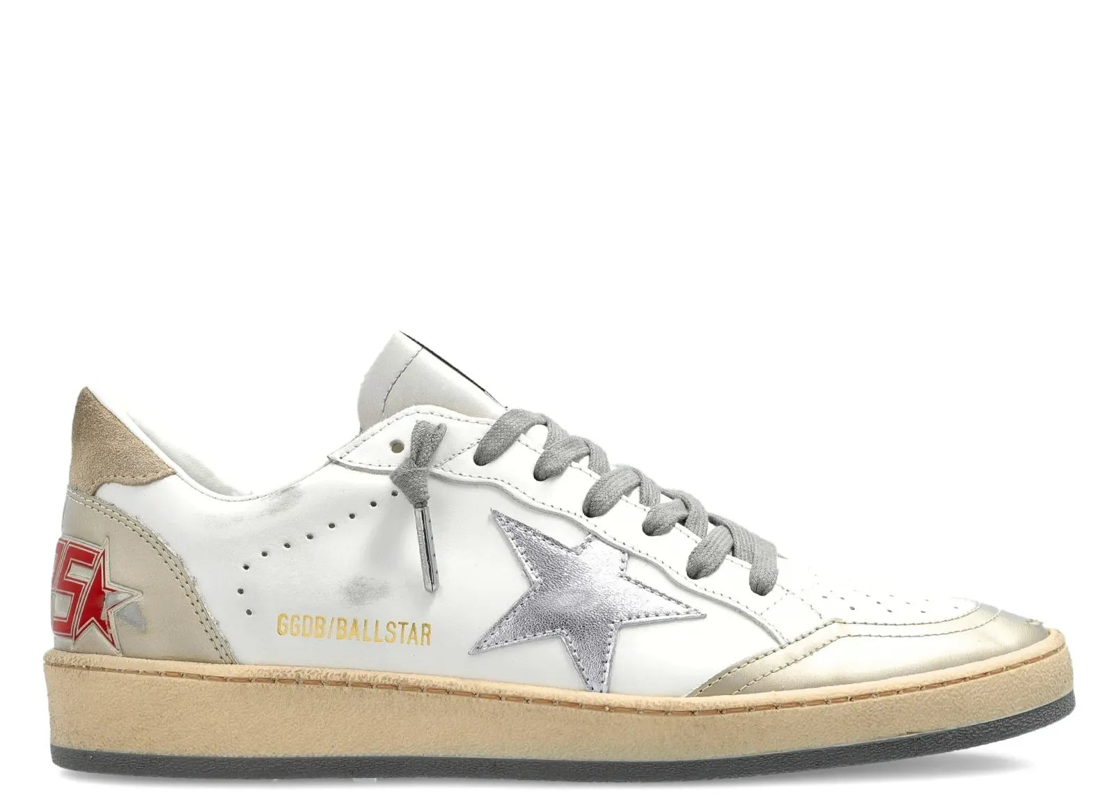 GOLDEN GOOSE BALL-STAR WHITE LEATHER SILVER STAR (W)