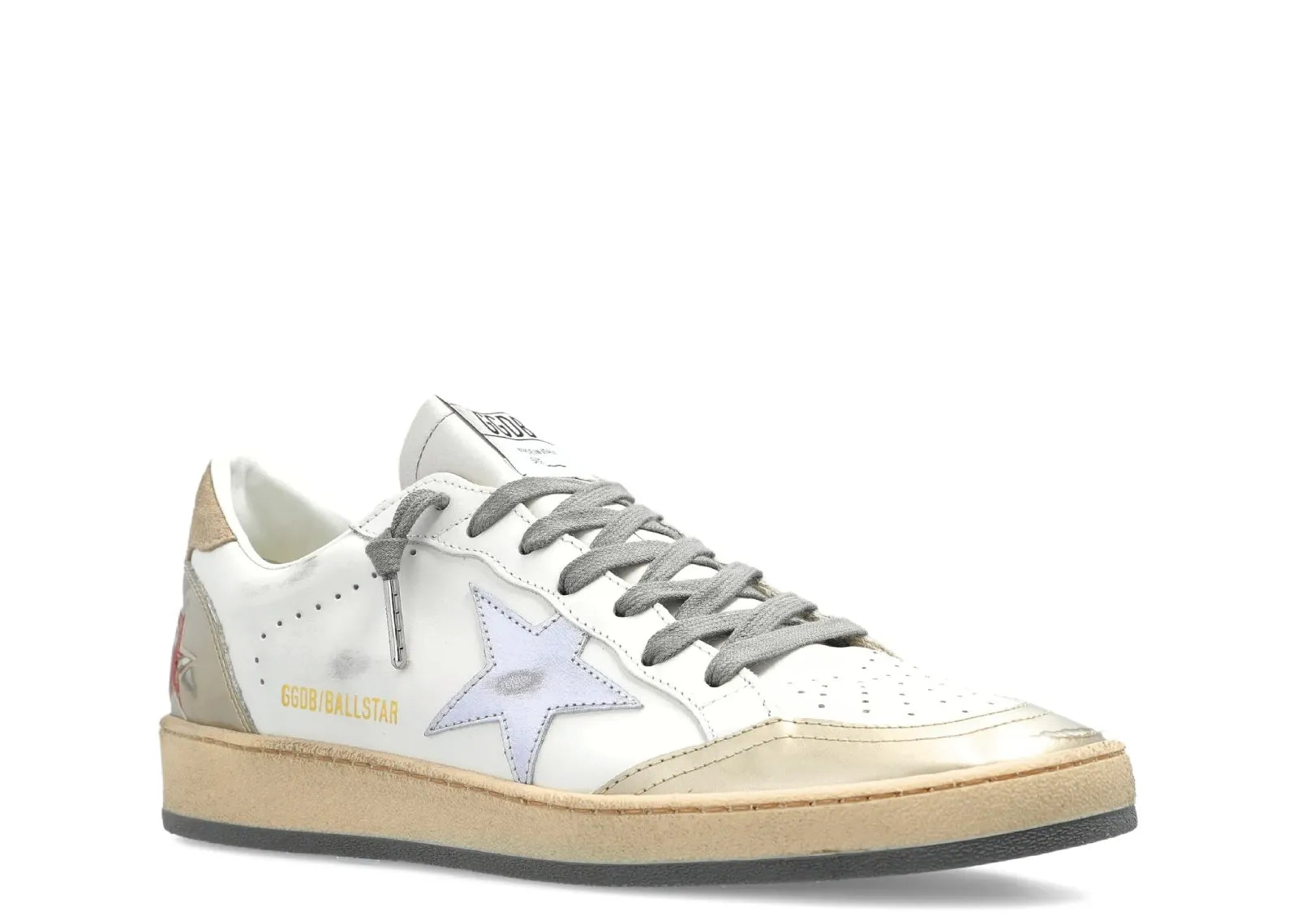 GOLDEN GOOSE BALL-STAR WHITE LEATHER SILVER STAR (W)