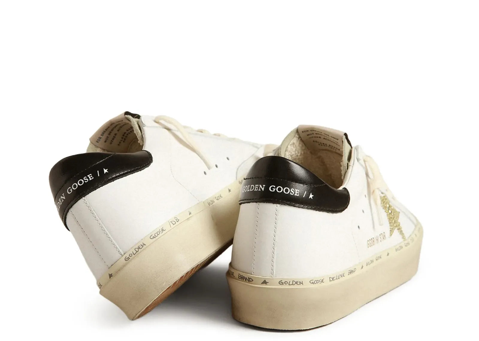 GOLDEN GOOSE HI-STAR WHITE LEATHER GOLD SWAROVSKI STAR BLACK HEEL (W)