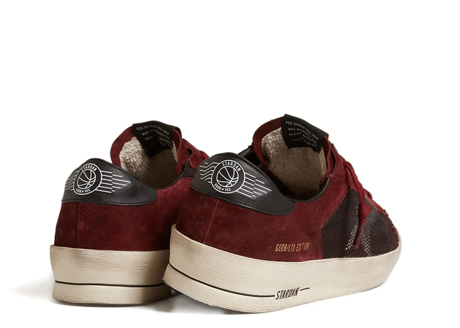 GOLDEN GOOSE STARDAN BORDEAUX BLACK SUEDE MESH