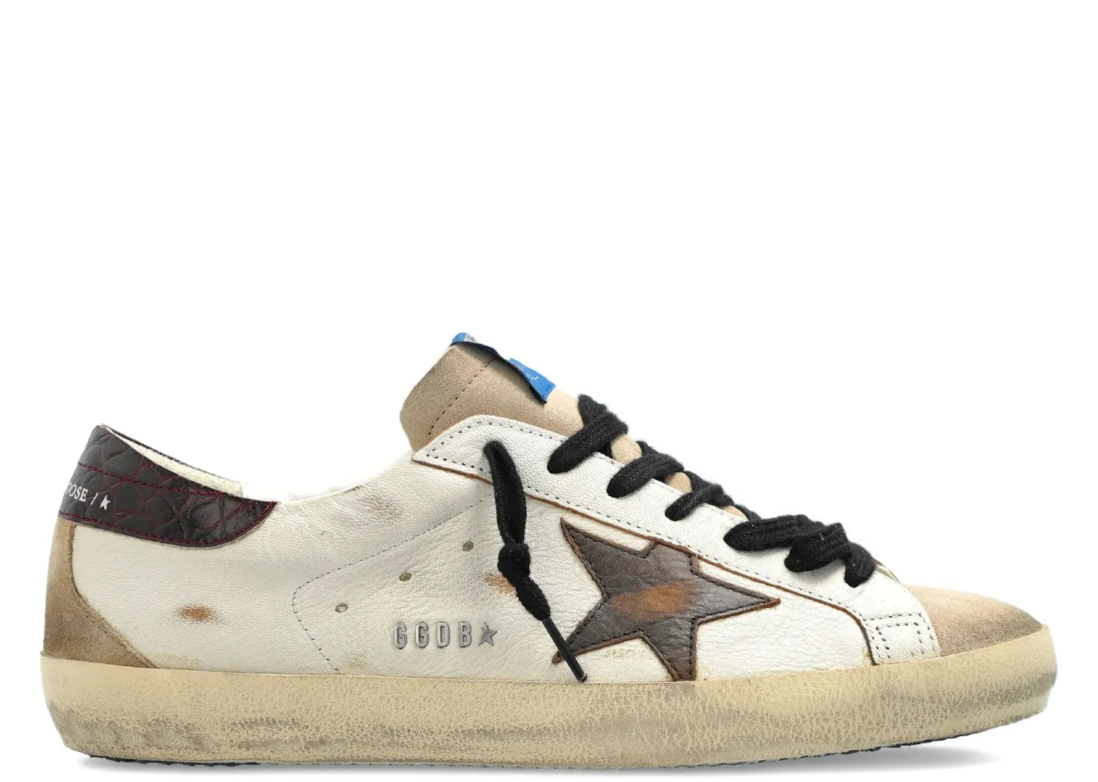 GOLDEN GOOSE SUPER-STAR BEIGE LEATHER BLACK HEEL