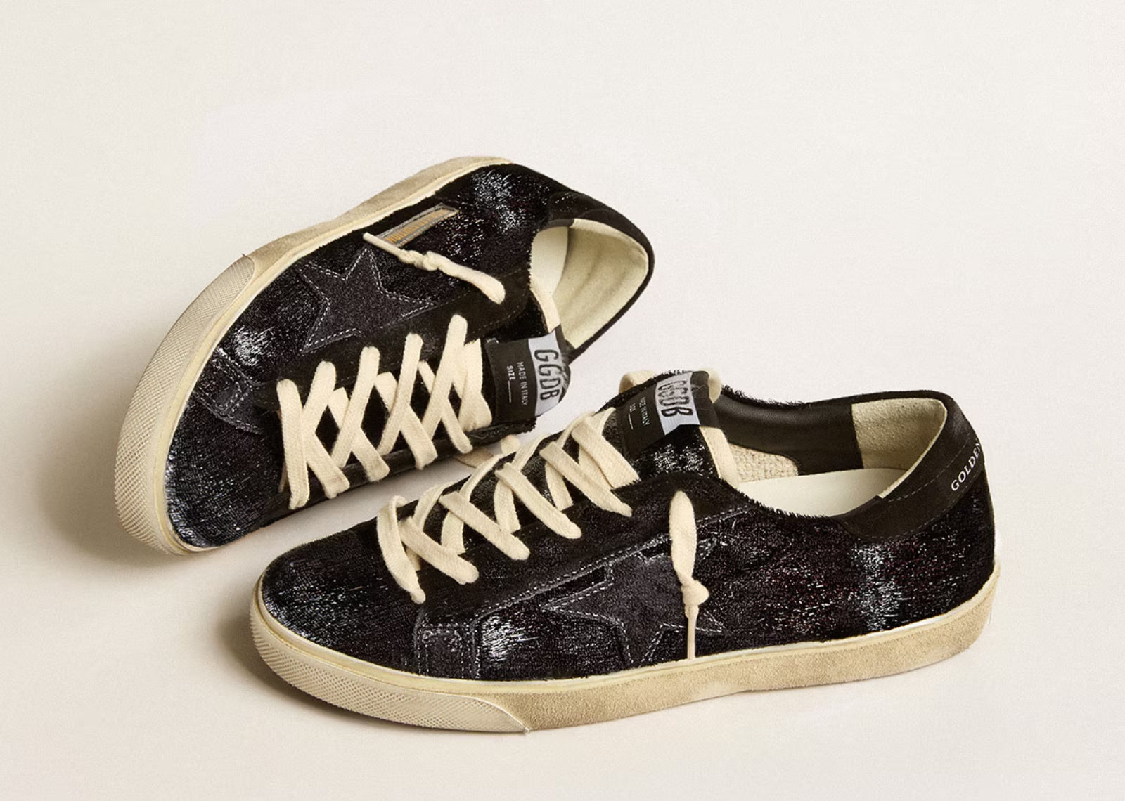 GOLDEN GOOSE SUPER-STAR BLACK VELVET BLACK SUEDE (W)