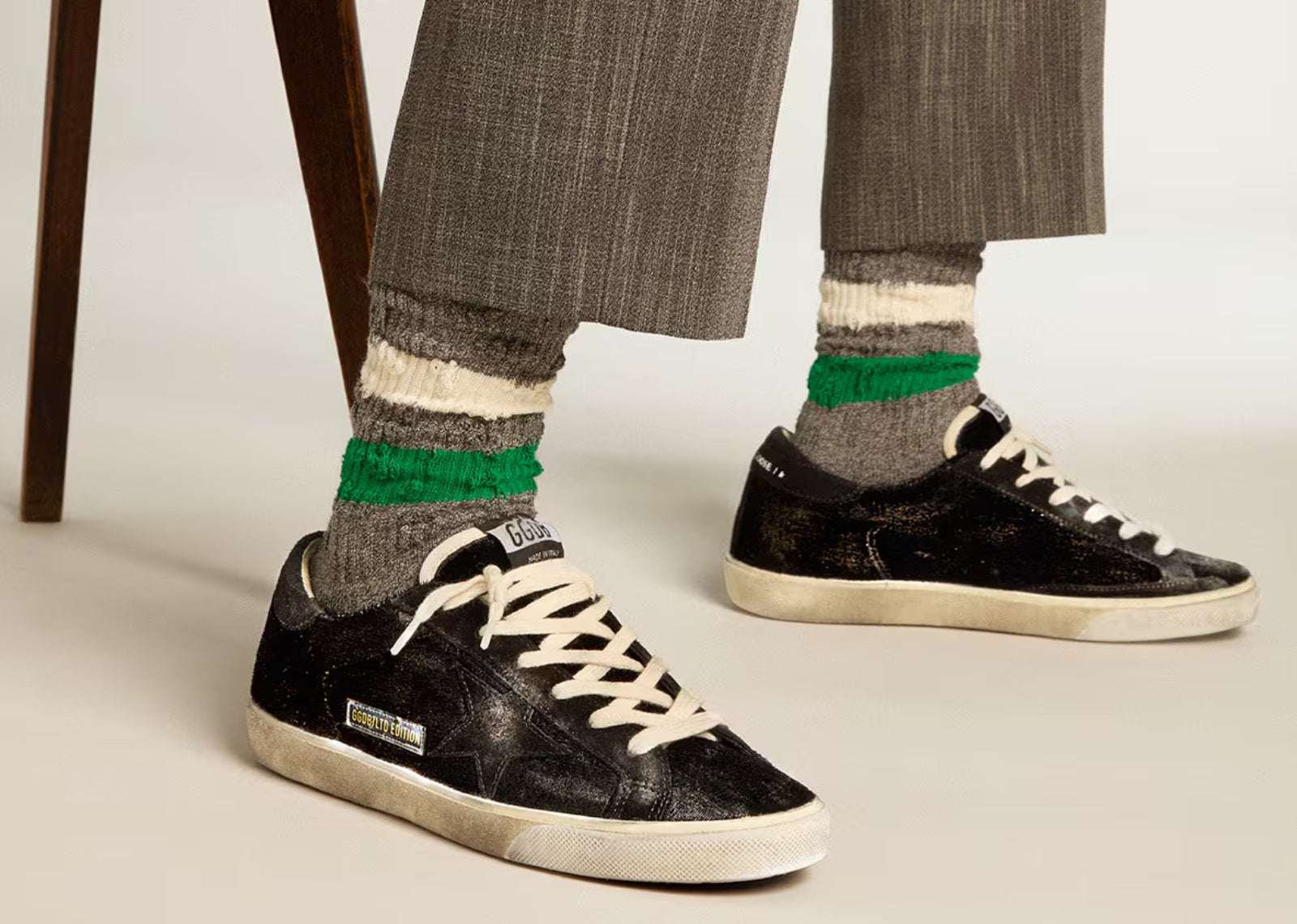 GOLDEN GOOSE SUPER-STAR BLACK VELVET BLACK SUEDE (W)