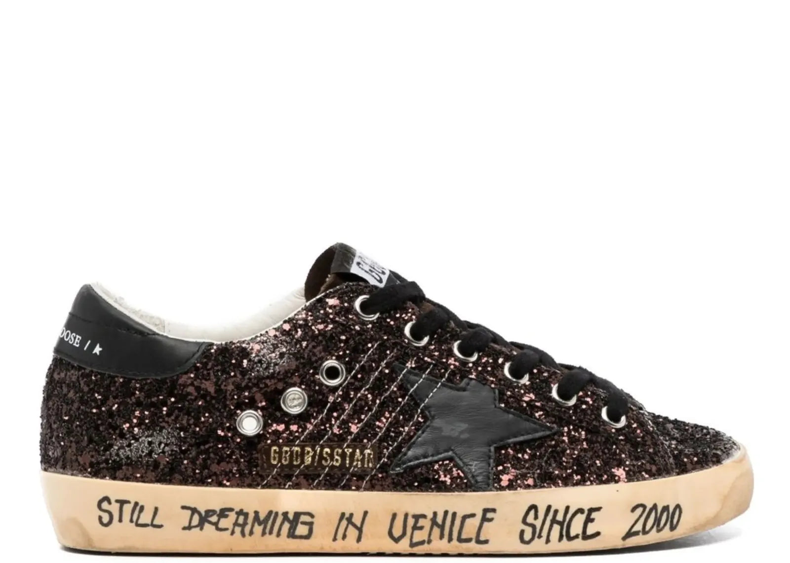 GOLDEN GOOSE SUPER-STAR DARK BROWN GLITTER (W)