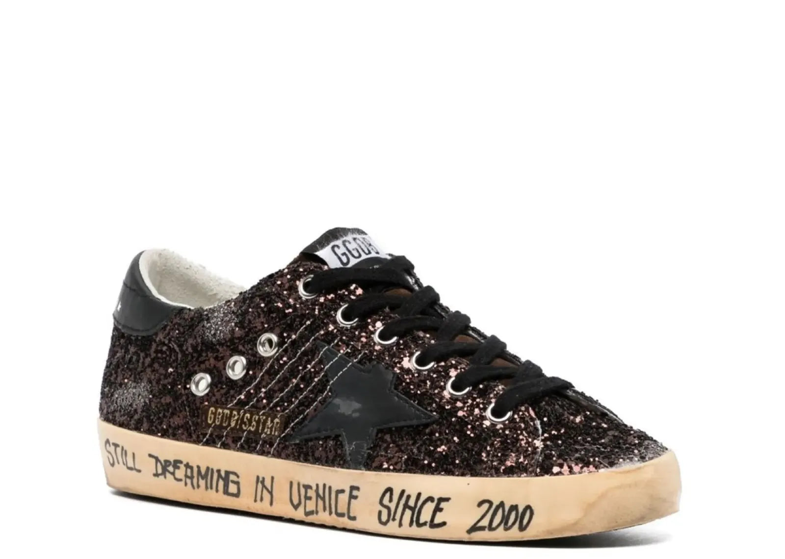 GOLDEN GOOSE SUPER-STAR DARK BROWN GLITTER (W)