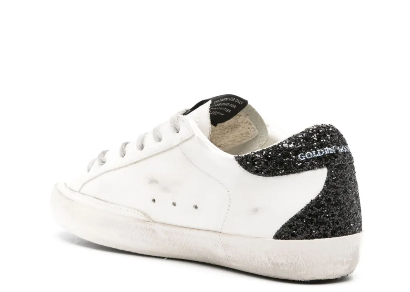 GOLDEN GOOSE SUPER-STAR GOLD STAR BLACK GLITTER HEEL (W)