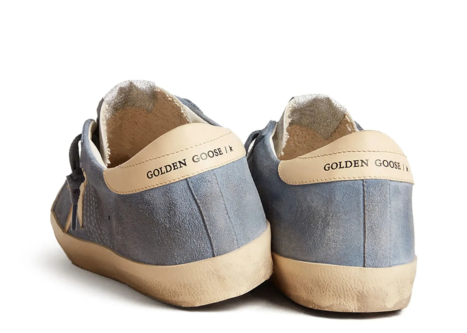 GOLDEN GOOSE SUPER-STAR LIGHT BLUE SUEDE BEIGE STAR HEEL (W)