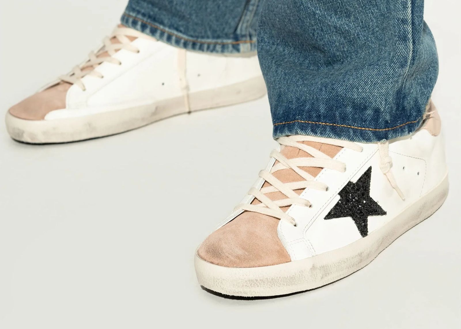 GOLDEN GOOSE SUPER-STAR MILK PINK DARK BLUE (W)