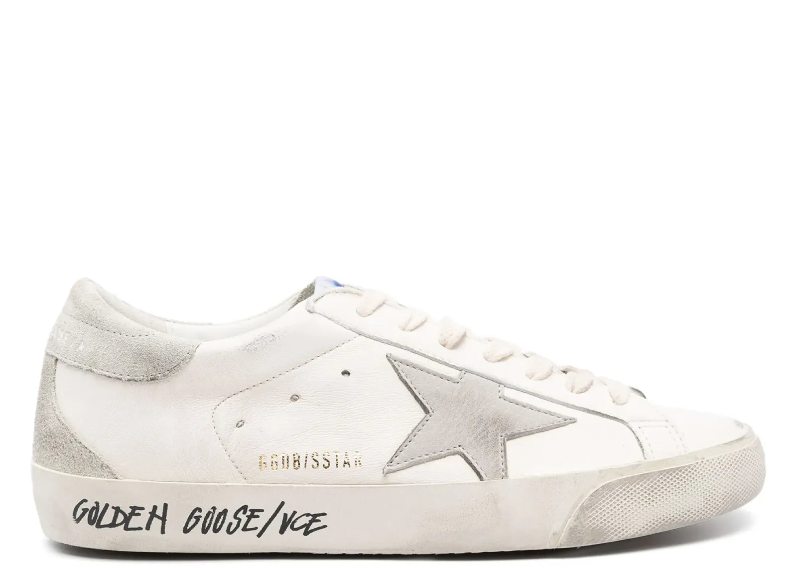 GOLDEN GOOSE SUPER-STAR OFF WHITE LEATHER BEIGE HEEL