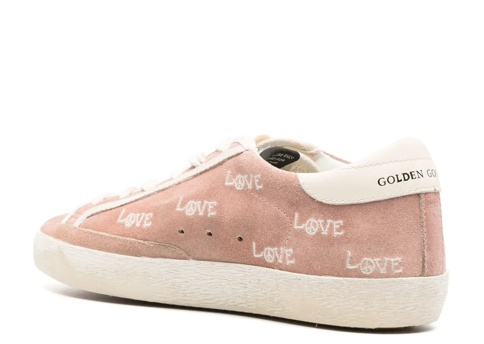 GOLDEN GOOSE SUPER-STAR POWDER PINK SUEDE CREAM STAR HEEL LOVE EMBROIDERY (W)