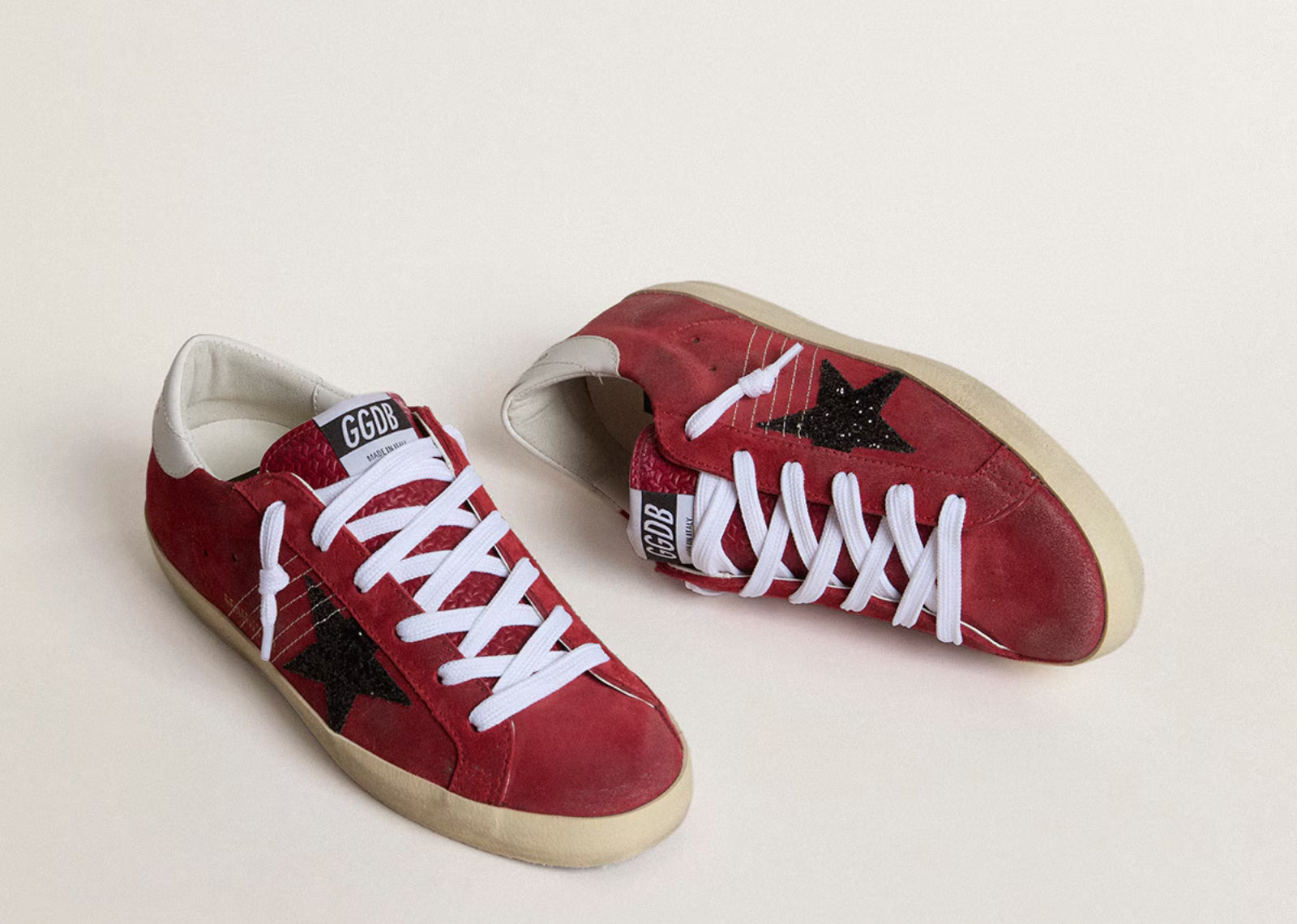 GOLDEN GOOSE SUPER STAR RED SUEDE WITH GLITTER STAR (W)