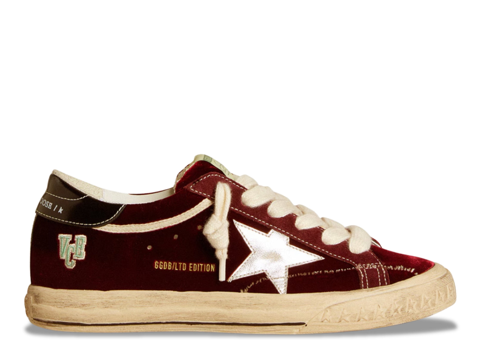 GOLDEN GOOSE SUPER-STAR RUBY VELVET SILVER BLACK METALLIC LEATHER (W)