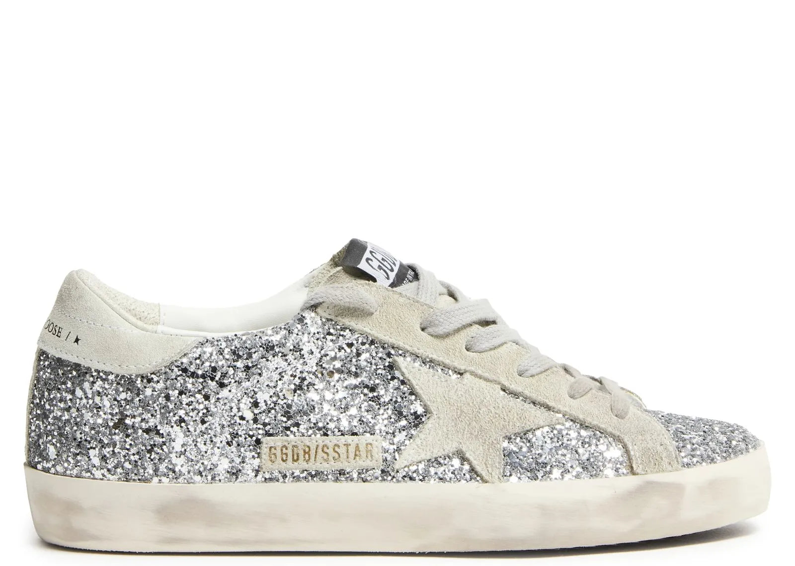 GOLDEN GOOSE SUPER-STAR SILVER GLITTER ICE GRAY (W)