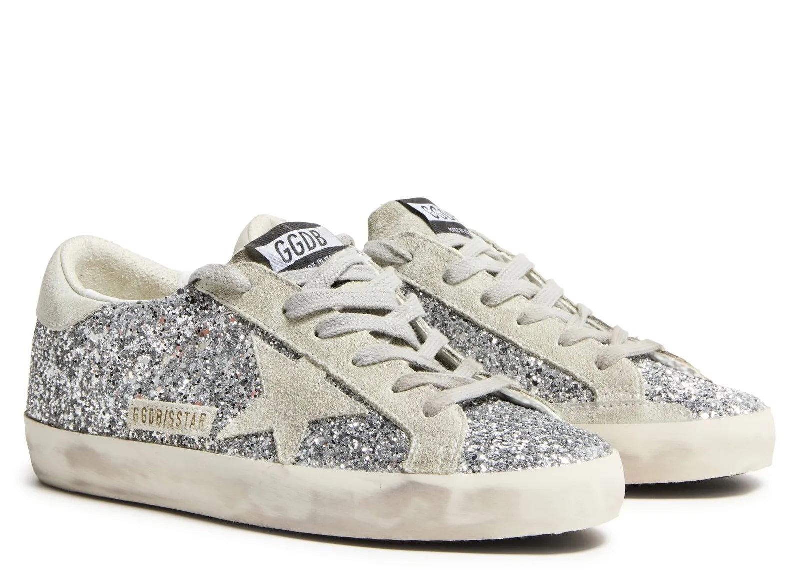 GOLDEN GOOSE SUPER-STAR SILVER GLITTER ICE GRAY (W)