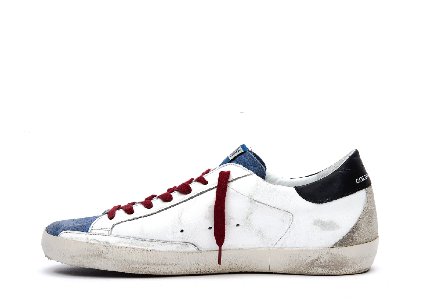 GOLDEN GOOSE SUPER-STAR WHITE BLUE RED