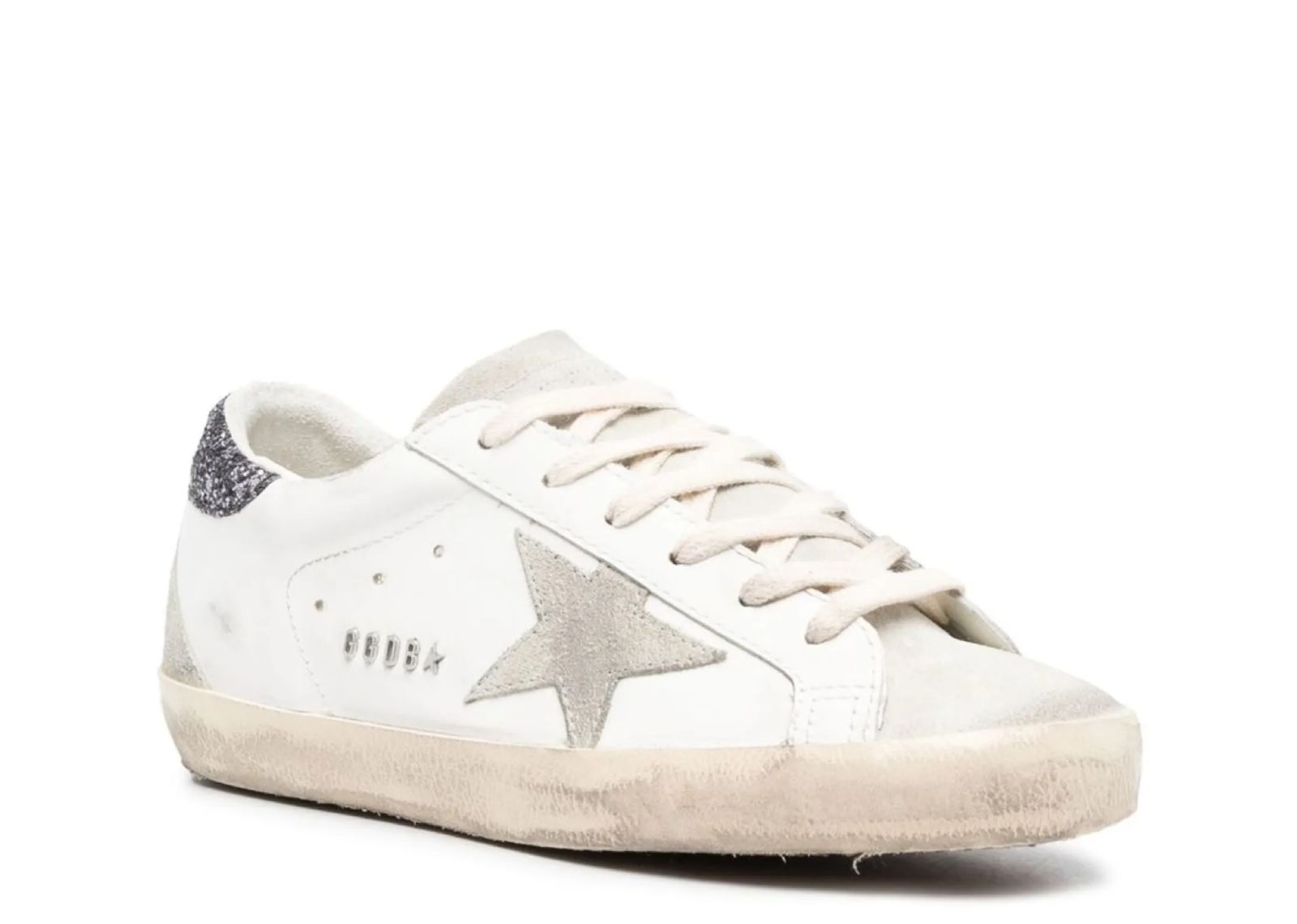 GOLDEN GOOSE SUPER-STAR WHITE DARK GREY GLITTER (W)