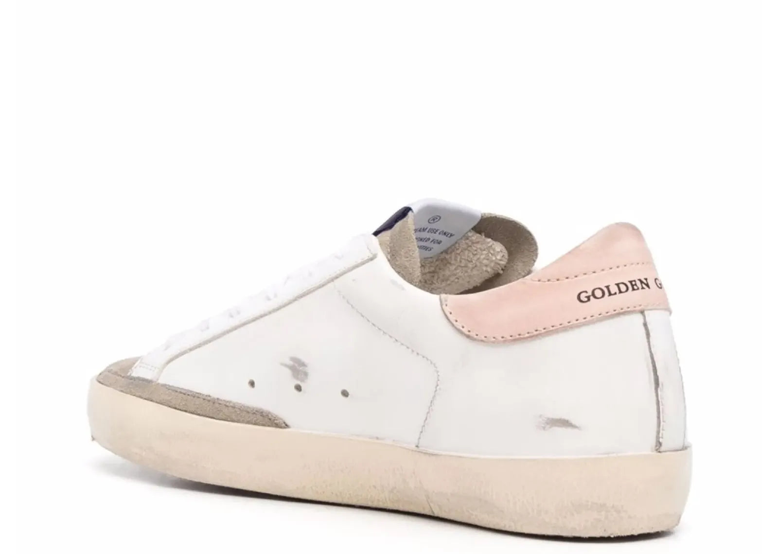 GOLDEN GOOSE SUPER-STAR WHITE LEATHER BLACK GLITTER STAR ROSE HEEL (W)