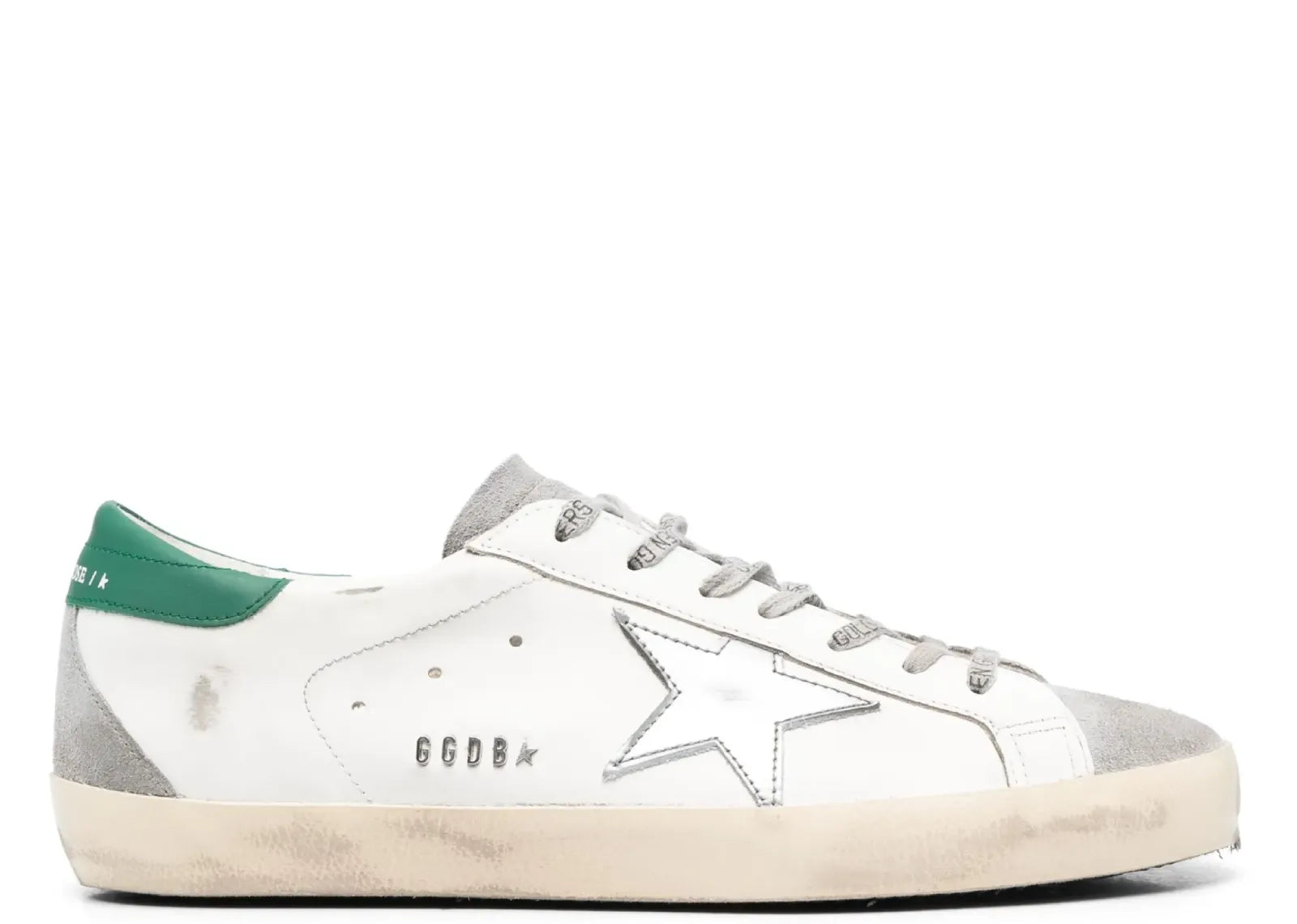 GOLDEN GOOSE SUPER-STAR WHITE SILVER HEEL