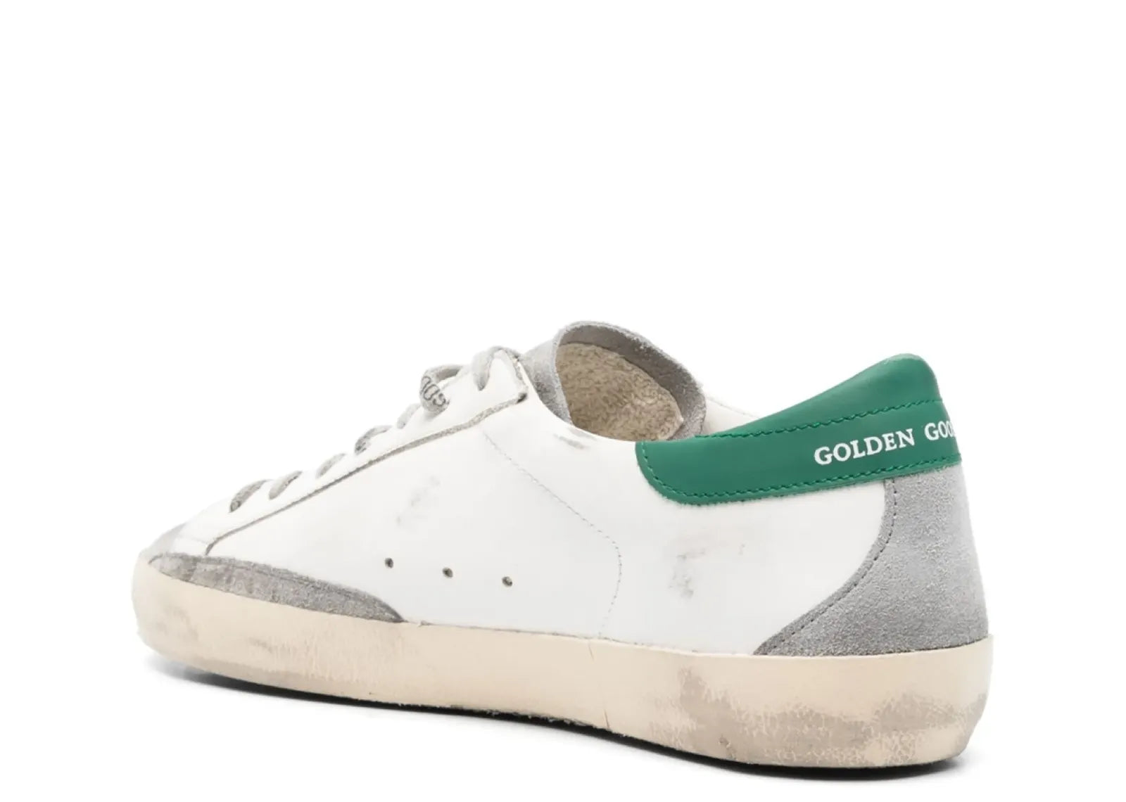 GOLDEN GOOSE SUPER-STAR WHITE SILVER HEEL