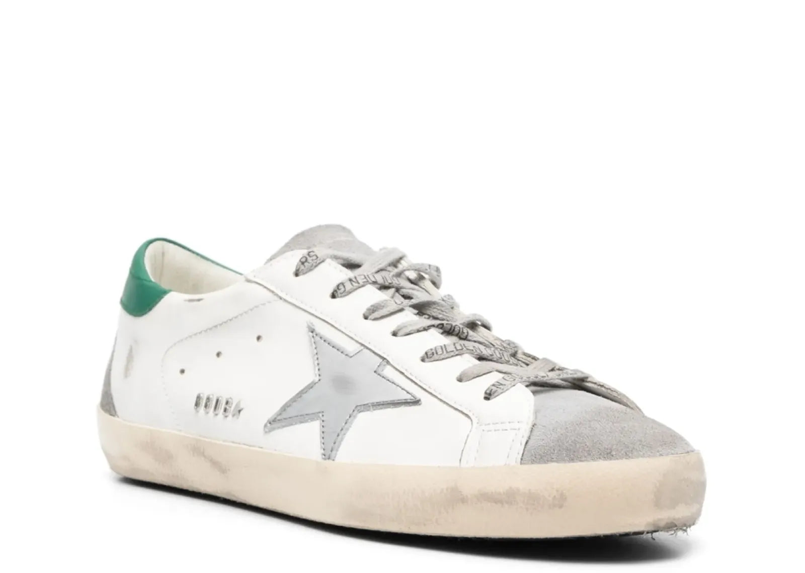 GOLDEN GOOSE SUPER-STAR WHITE SILVER HEEL