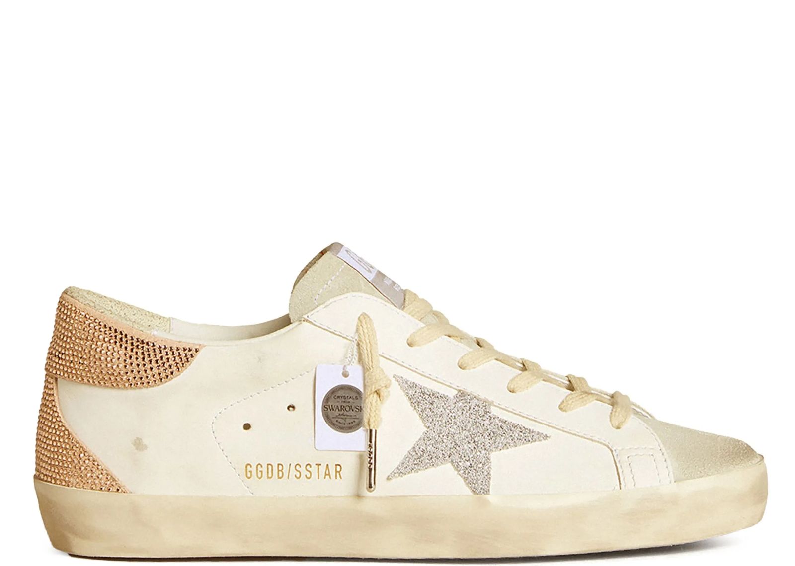 GOLDEN GOOSE SUPER-STAR WHITE SILVER SWAROVSKI CRYSTAL STAR (W)