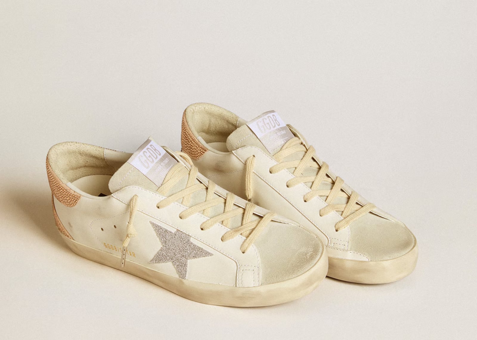 GOLDEN GOOSE SUPER-STAR WHITE SILVER SWAROVSKI CRYSTAL STAR (W)