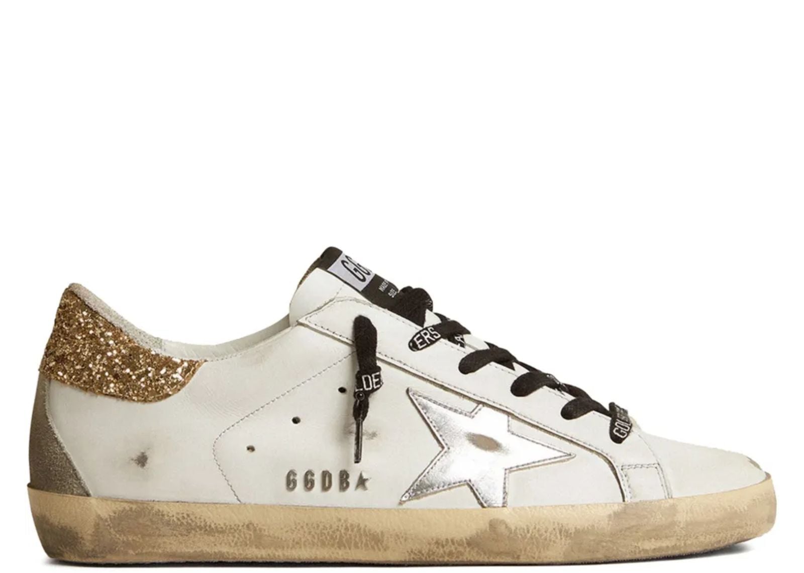 GOLDEN GOOSE SUPER-STAR WITH GLITTERY HEEL (W)