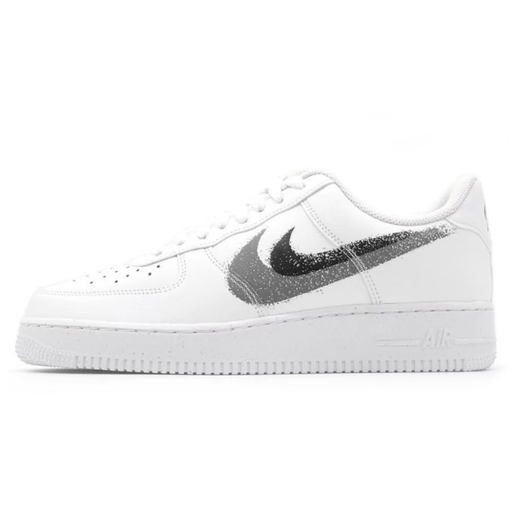 NİKE AIR FORCE 1 LOW ’07 SPRAY PAINT SWOOSH WHITE BLACK GREY