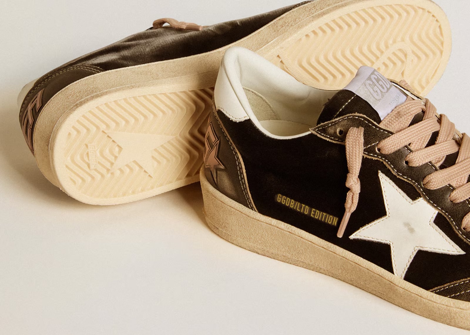 GOLDEN GOOSE BALL-STAR BLACK VELVET BLACK WHITE LEATHER (W)