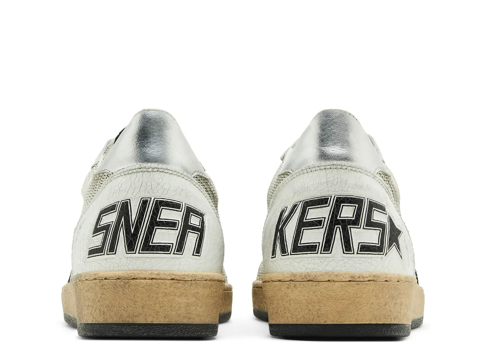 GOLDEN GOOSE BALL-STAR WHITE LEATHER DISTRESSED
