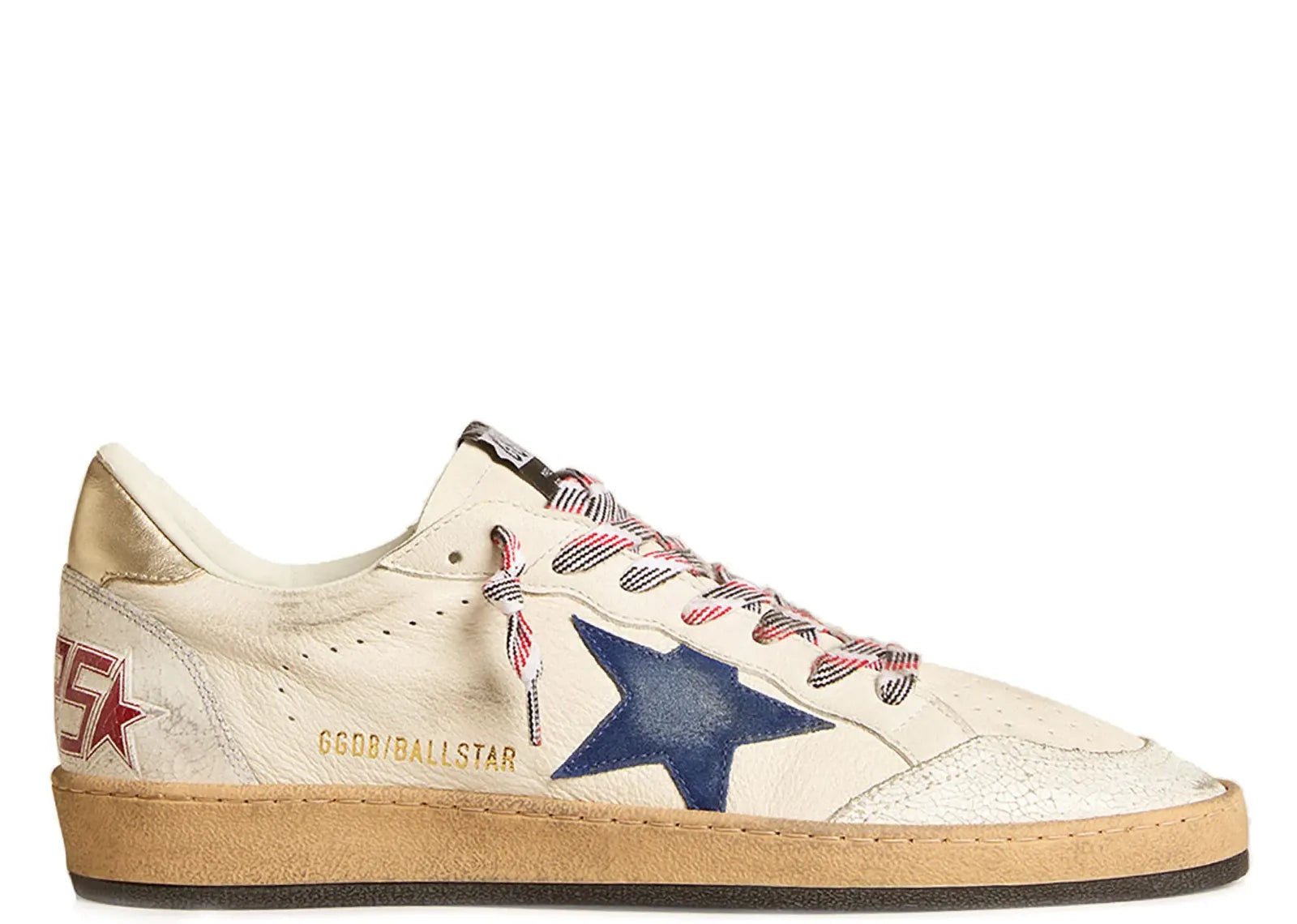 GOLDEN GOOSE BALL-STAR WHITE NAPPA BLUE STAR PLATINUM HEEL