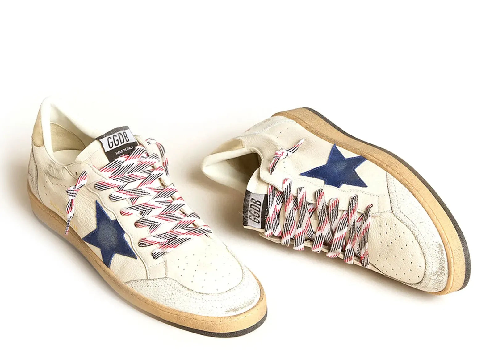 GOLDEN GOOSE BALL-STAR WHITE NAPPA BLUE STAR PLATINUM HEEL