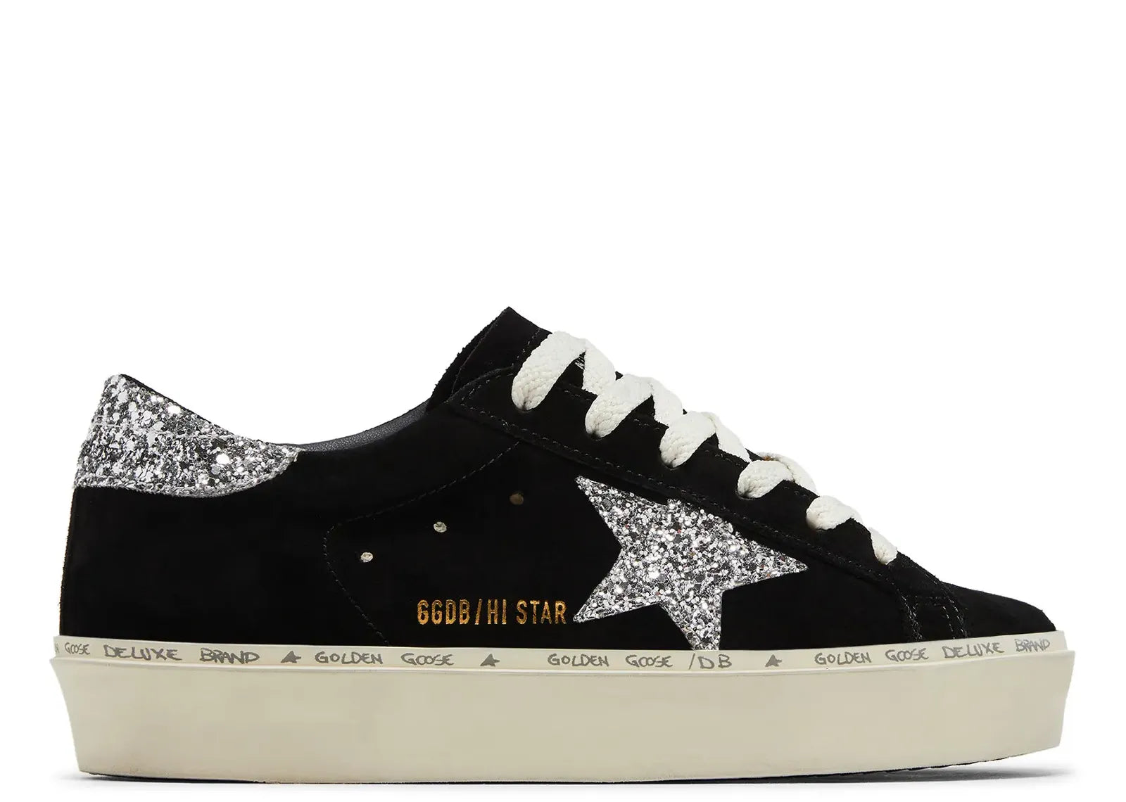 GOLDEN GOOSE HI-STAR BLACK SUEDE GLITTER HEEL (W)
