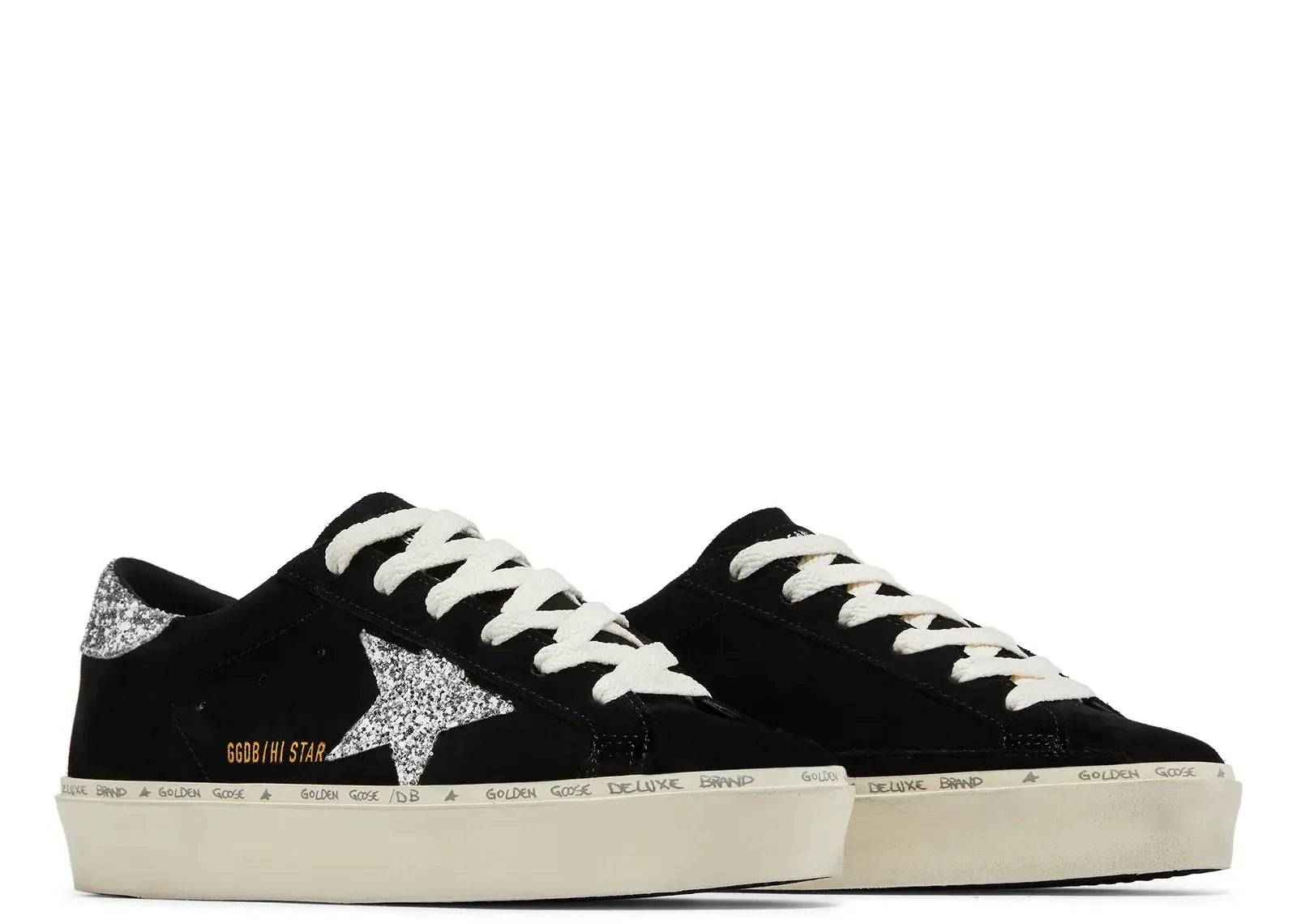 GOLDEN GOOSE HI-STAR BLACK SUEDE GLITTER HEEL (W)