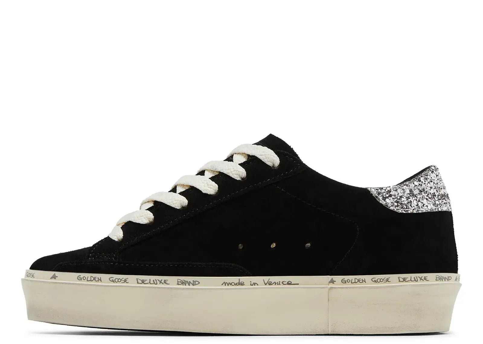 GOLDEN GOOSE HI-STAR BLACK SUEDE GLITTER HEEL (W)