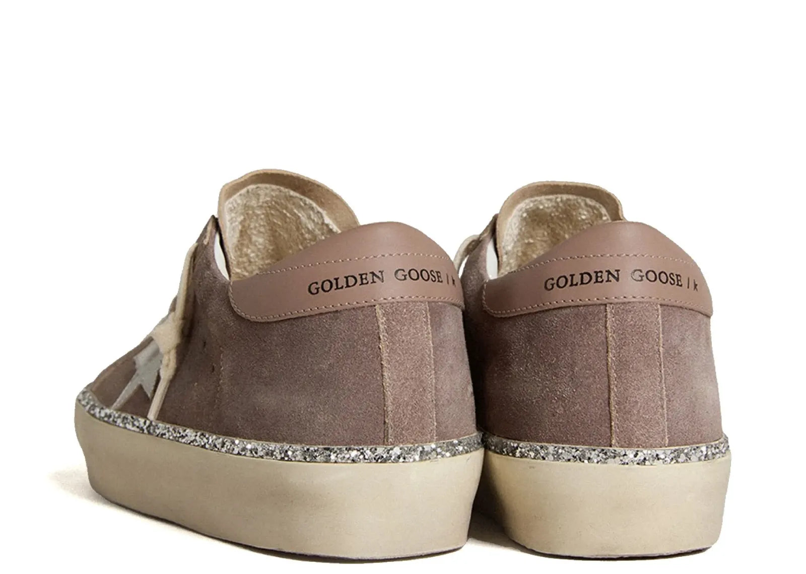 GOLDEN GOOSE HI-STAR BROWN SUEDE SILVER STAR SILVER GLITTER FOXING (W)