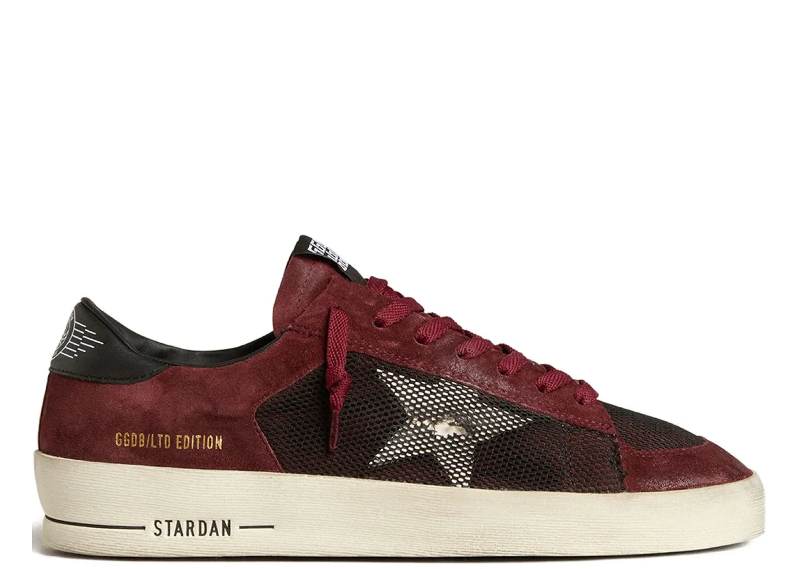 GOLDEN GOOSE STARDAN BORDEAUX BLACK SUEDE MESH