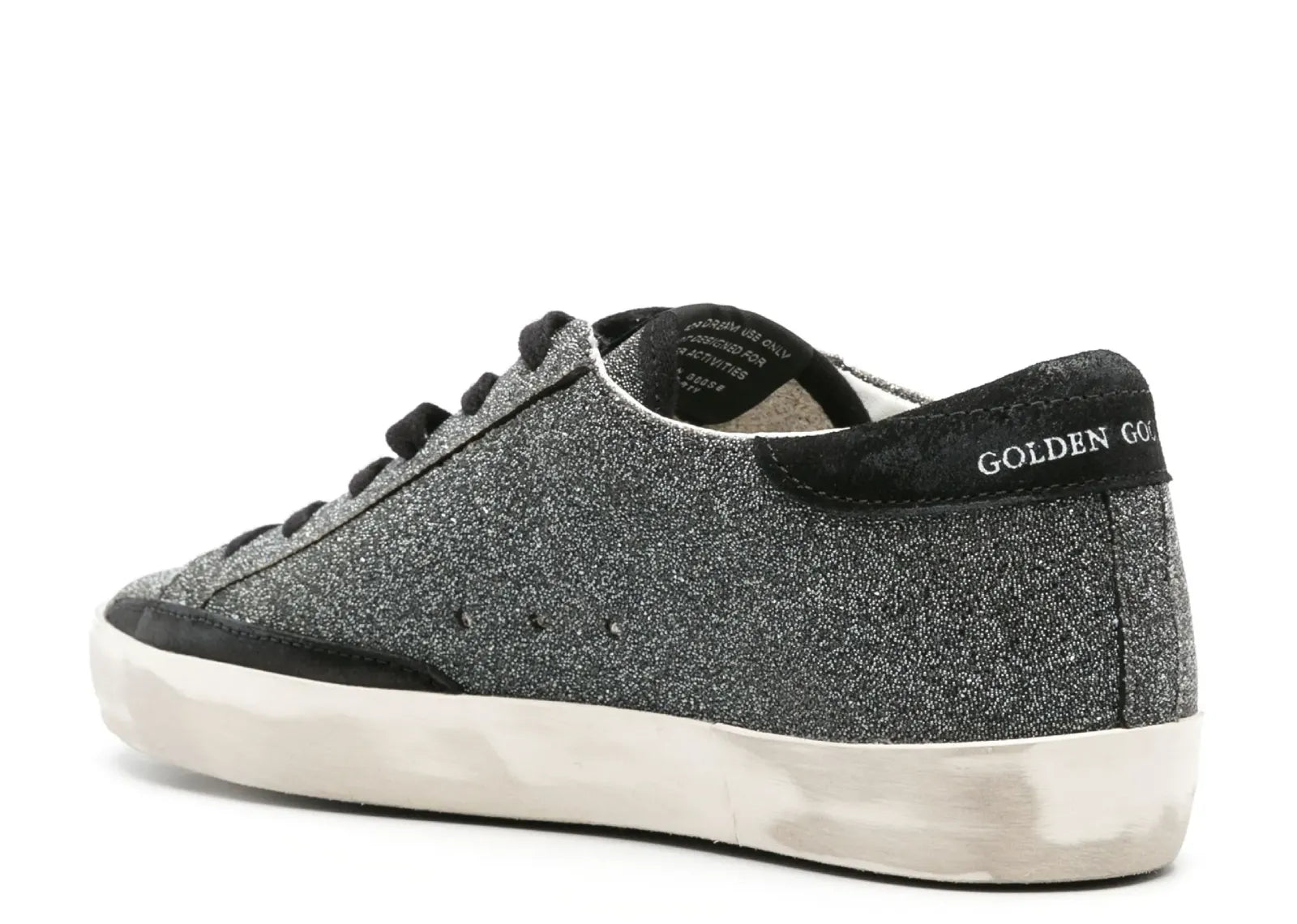 GOLDEN GOOSE SUPER-STAR BLACK SWAROVSKI CRYSTAL BLACK SUEDE STAR HEEL (W)