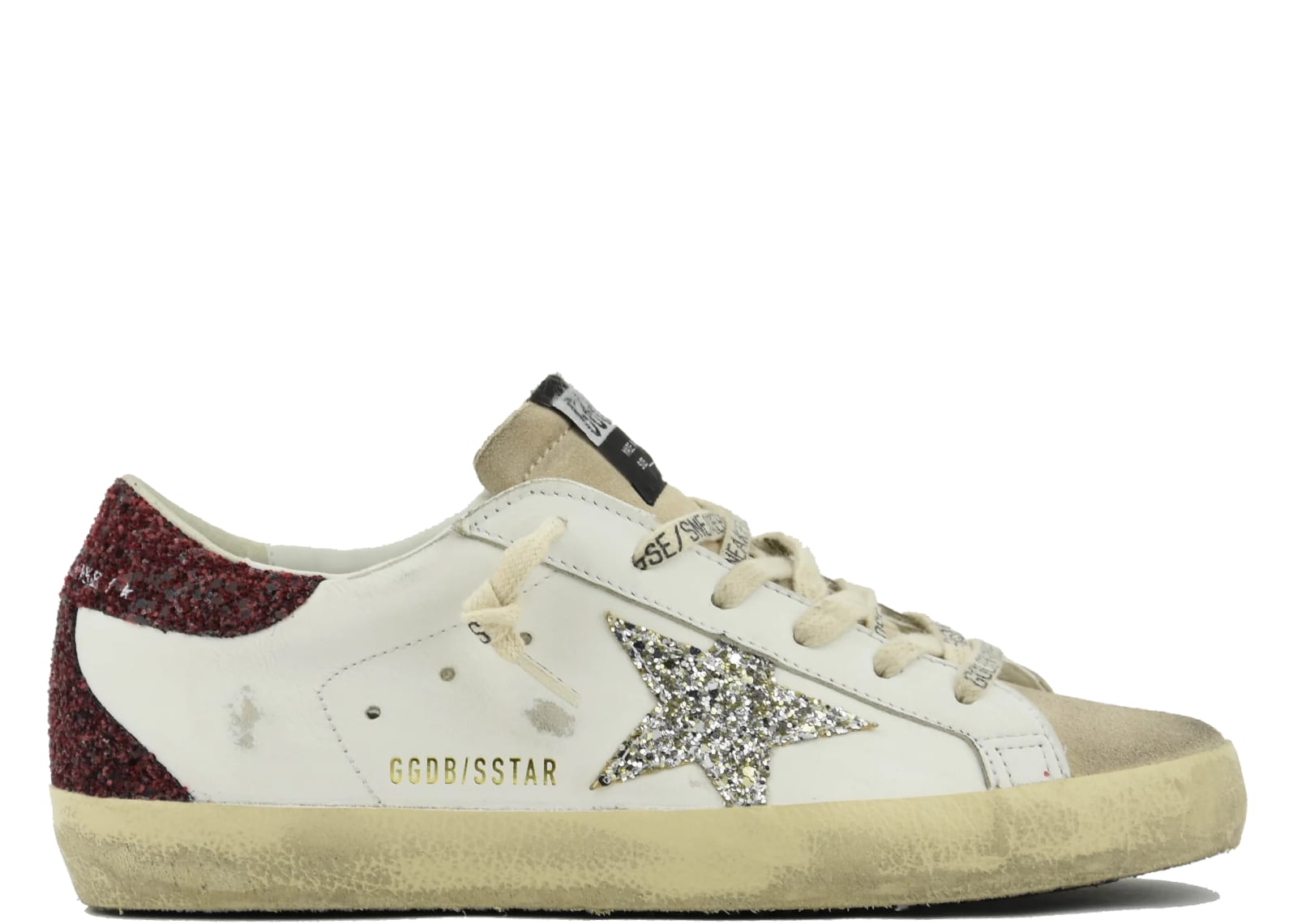 GOLDEN GOOSE SUPER-STAR BORDEAUX SILVER GLITTER (W)