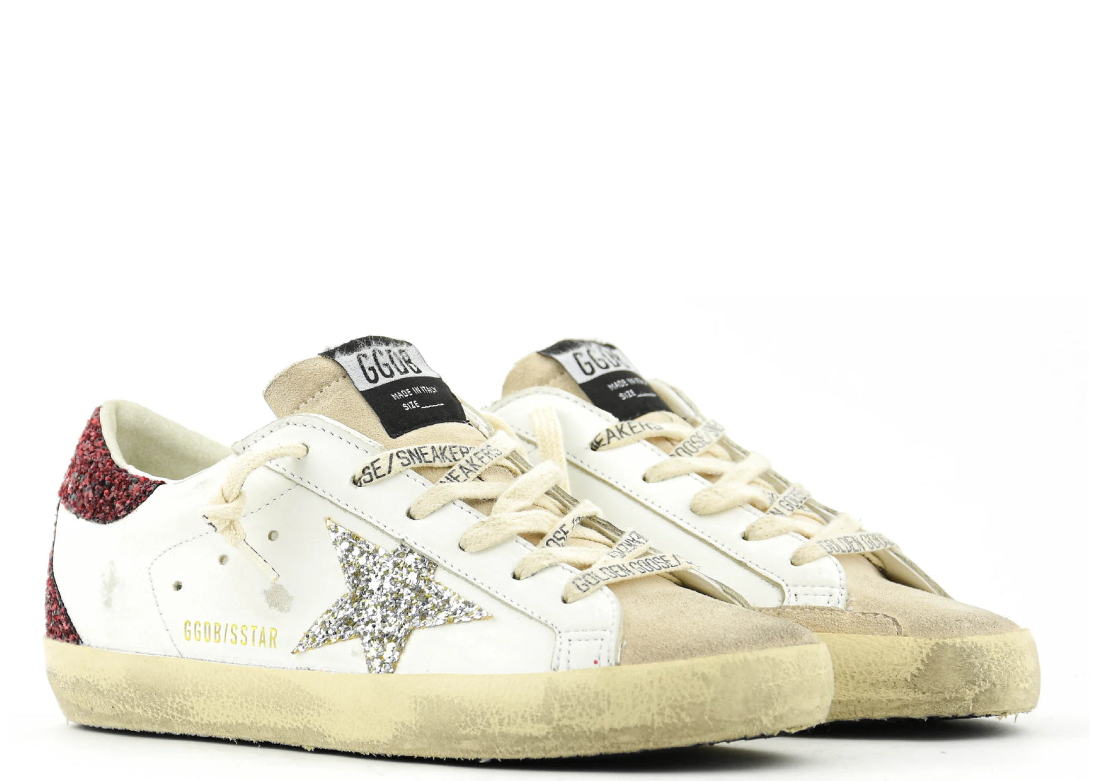 GOLDEN GOOSE SUPER-STAR BORDEAUX SILVER GLITTER (W)