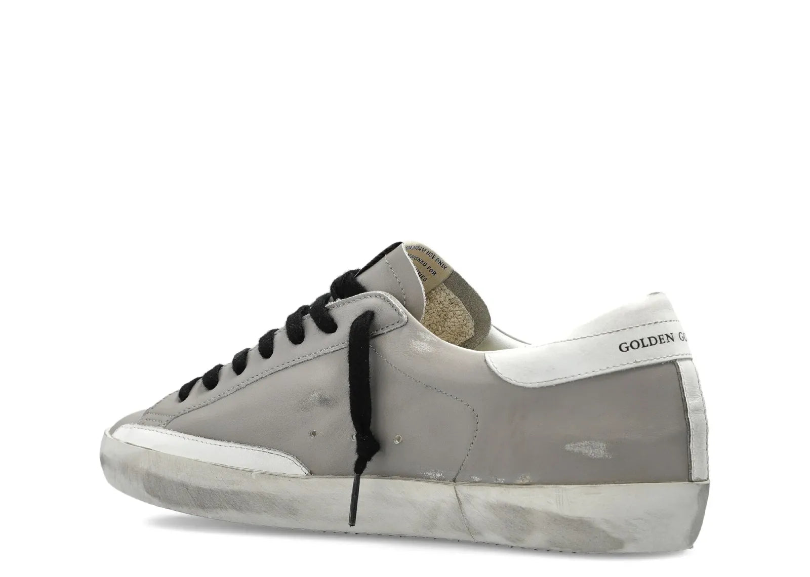 GOLDEN GOOSE SUPER-STAR GRAY LEATHER GREEN STAR PRINTED DISTRESSED