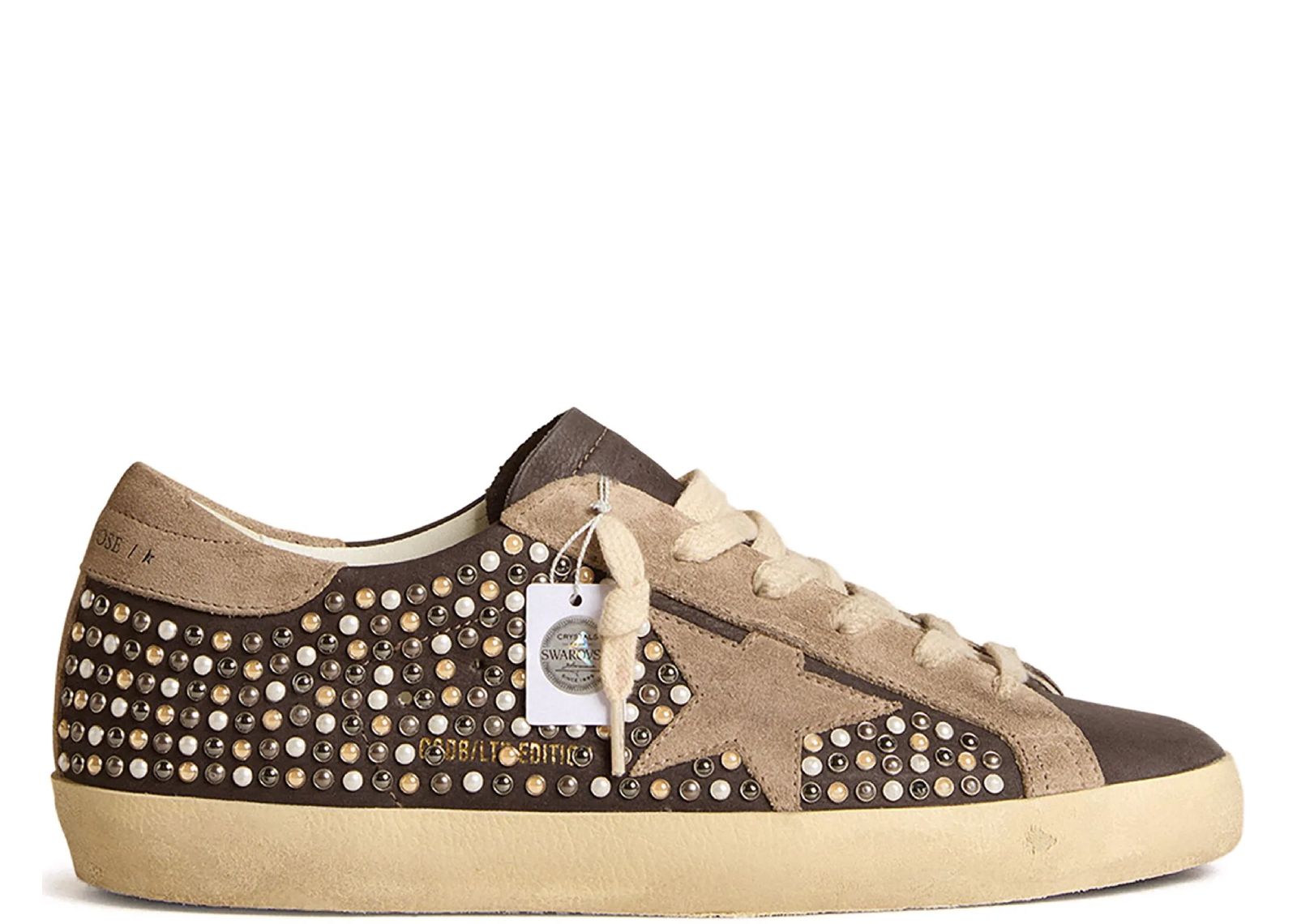 GOLDEN GOOSE SUPER-STAR GRAY SWAROVSKI PEARLS DOVE (W)